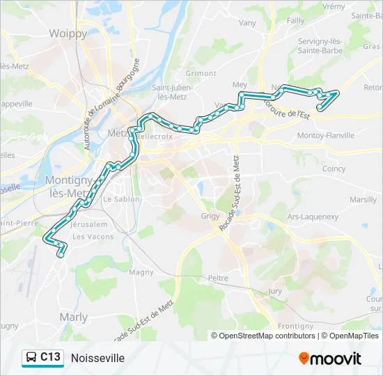 C13 Bus Line Map