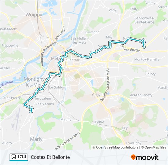 C13 bus Line Map