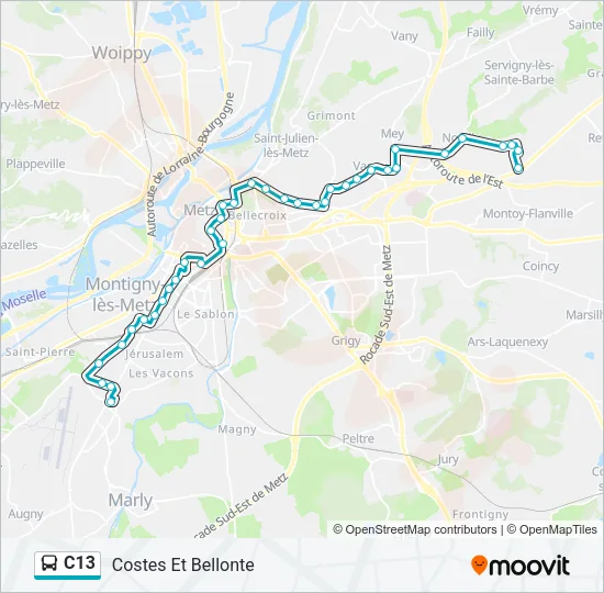 C13 Bus Line Map