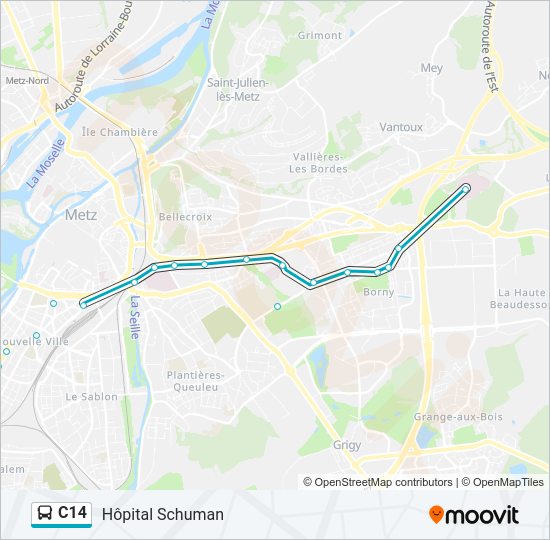 C14 bus Line Map