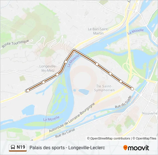 N19 Bus Line Map