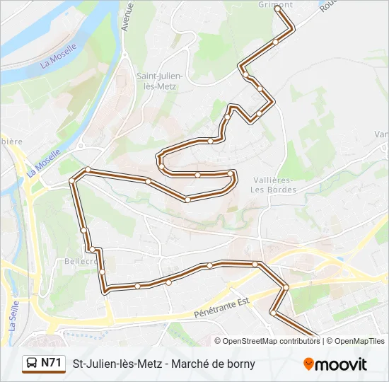 N71 Bus Line Map