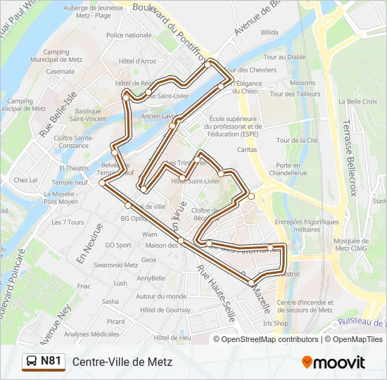 N81 Bus Line Map