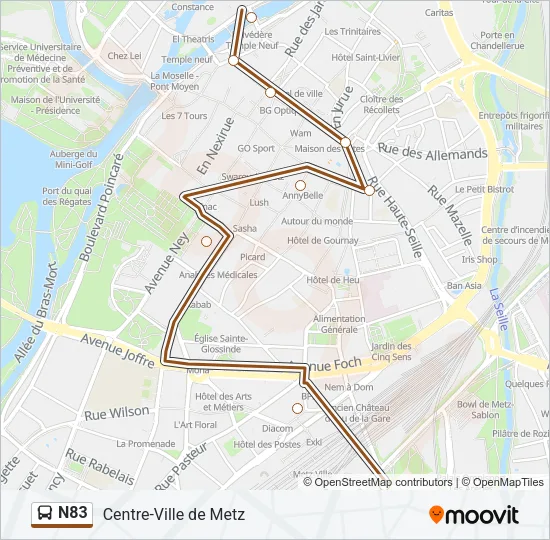 N83 Bus Line Map