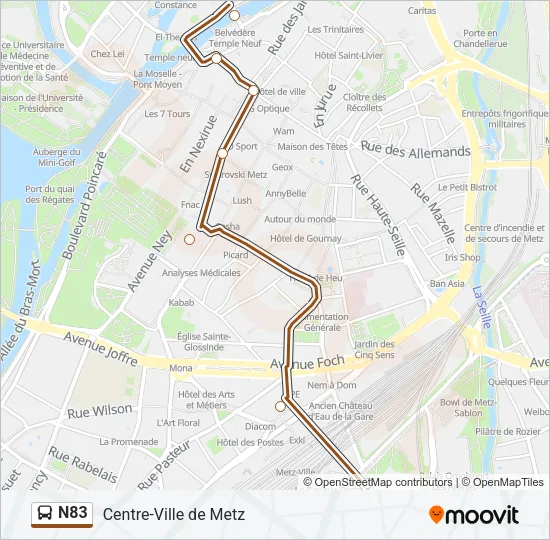 N83 Bus Line Map
