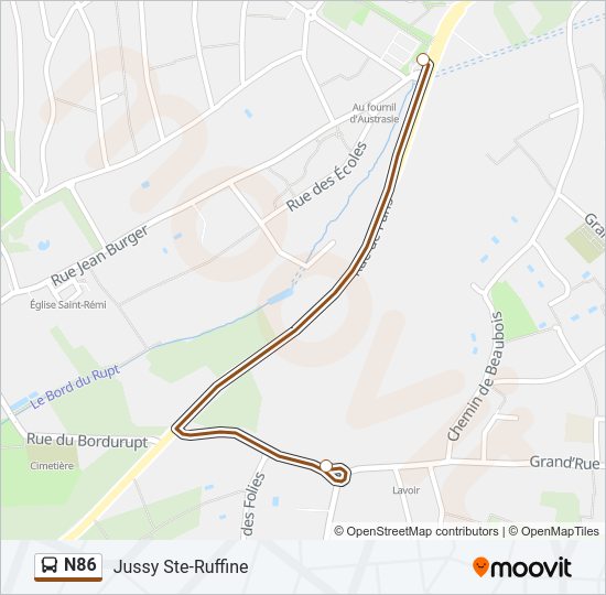 N86 bus Line Map