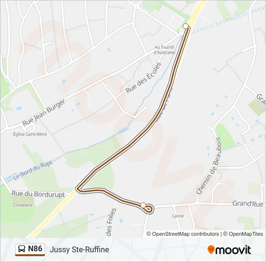 N86 Bus Line Map
