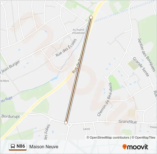 N86 Bus Line Map