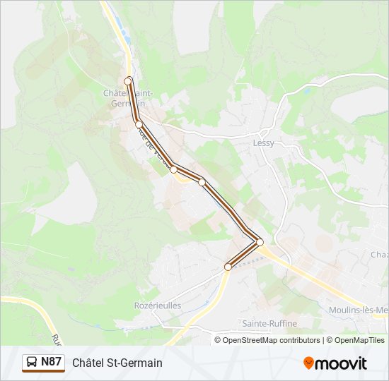 N87 bus Line Map