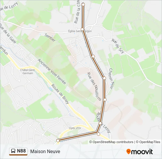 N88 Bus Line Map