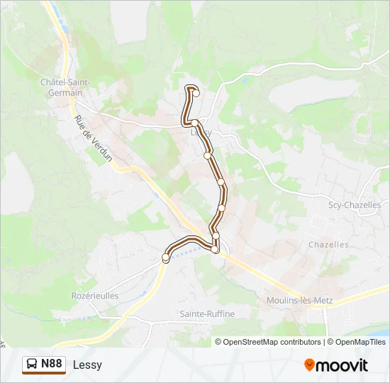 N88 Bus Line Map