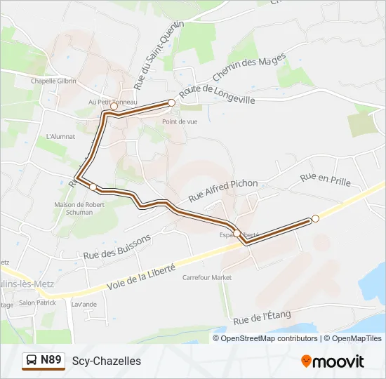 N89 Bus Line Map