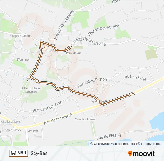 N89 Bus Line Map