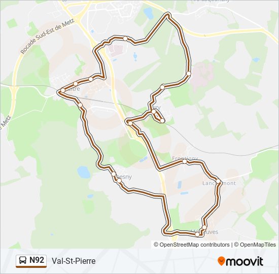 N92 bus Line Map