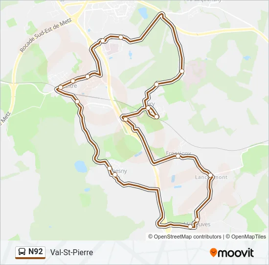 N92 Bus Line Map