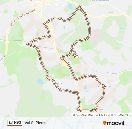 N93 Bus Line Map