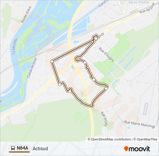 Mapa de N84A de autobús