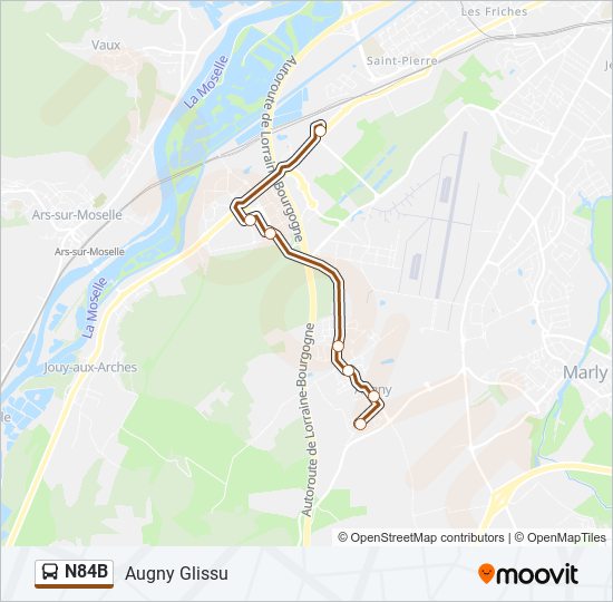 N84B bus Line Map