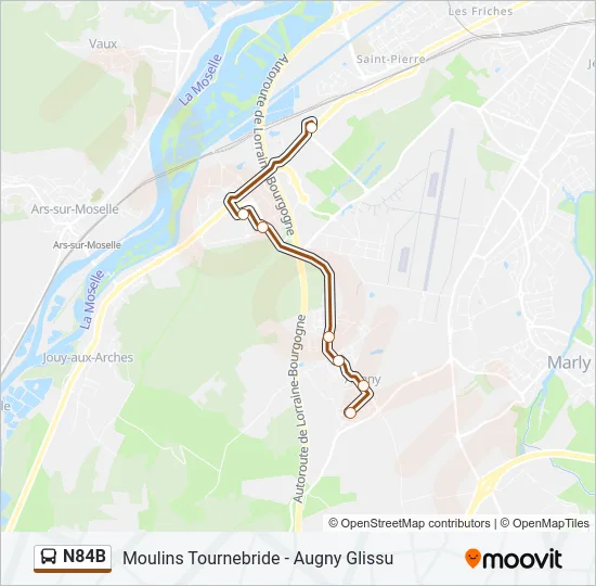 N84B Bus Line Map