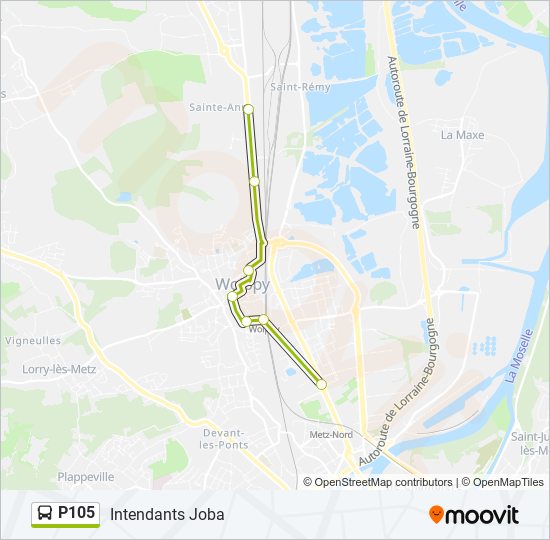 Mapa de P105 de autobús