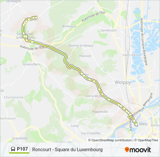 P107 Bus Line Map