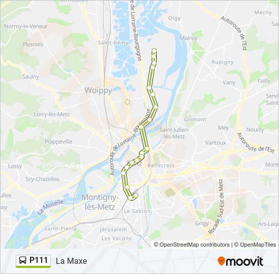 Mapa de P111 de autobús