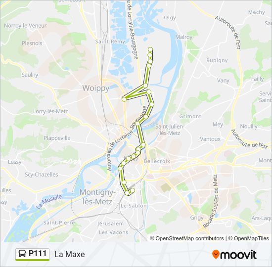 Plan de la ligne P111 de bus