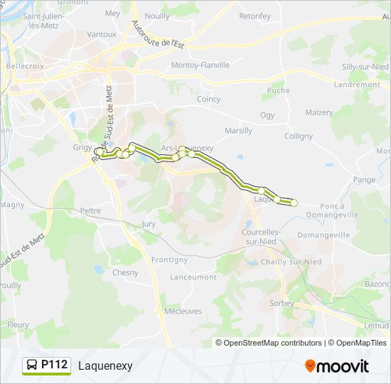 Plan de la ligne P112 de bus