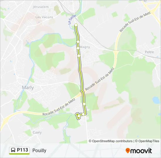Plan de la ligne P113 de bus