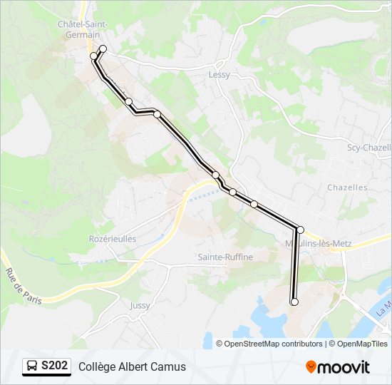 Plan de la ligne S202 de bus