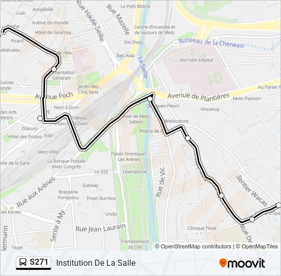 Plan de la ligne S271 de bus