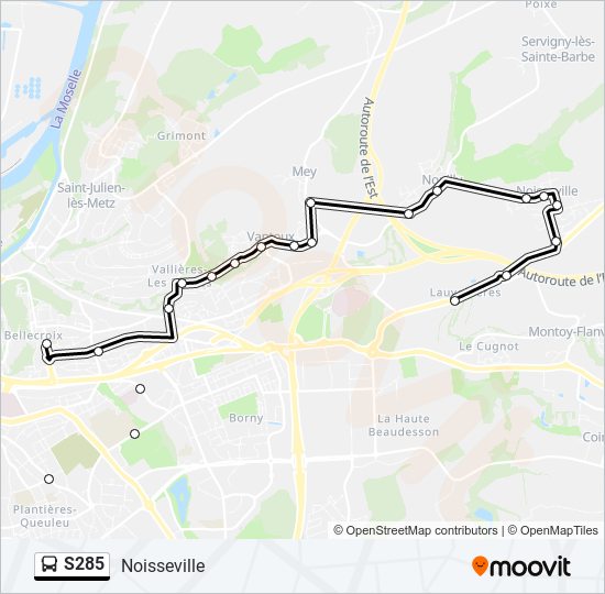 Mapa de S285 de autobús