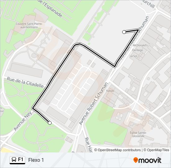 Plan de la ligne F1 de bus