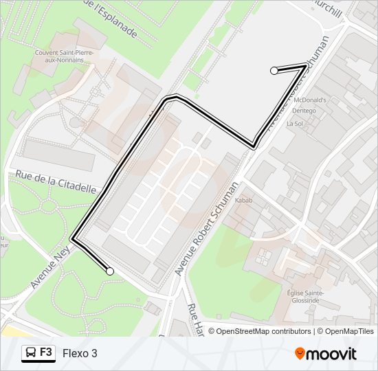 Plan de la ligne F3 de bus