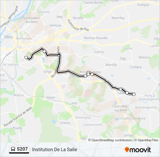 Mapa de S207 de autobús