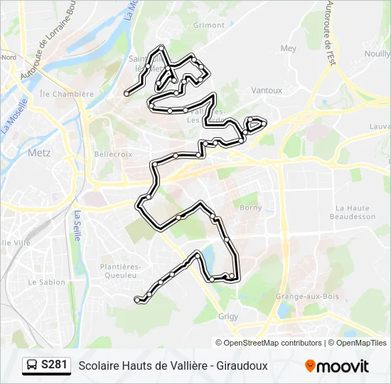 S281 Bus Line Map