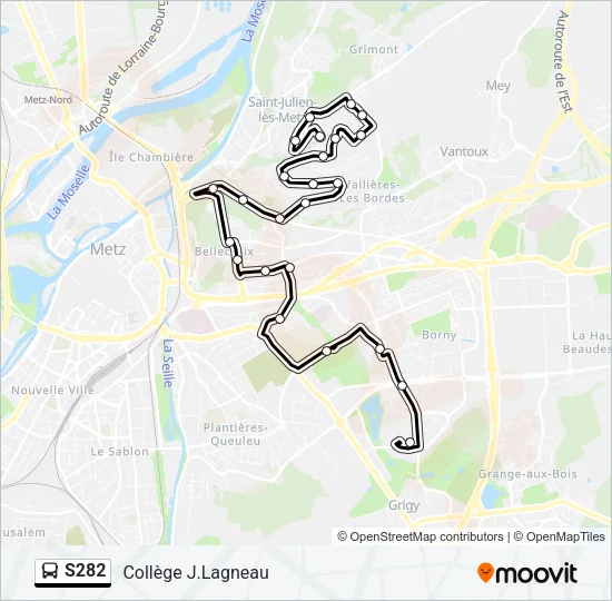 S282 Bus Line Map