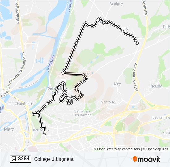 Mapa de S284 de autobús