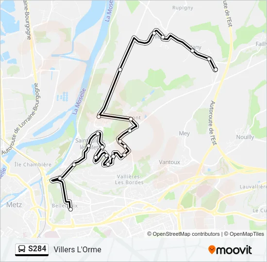 S284 Bus Line Map