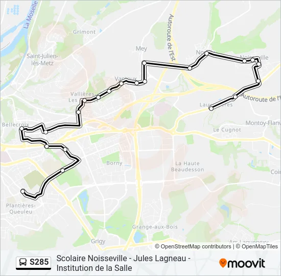 S285 Bus Line Map