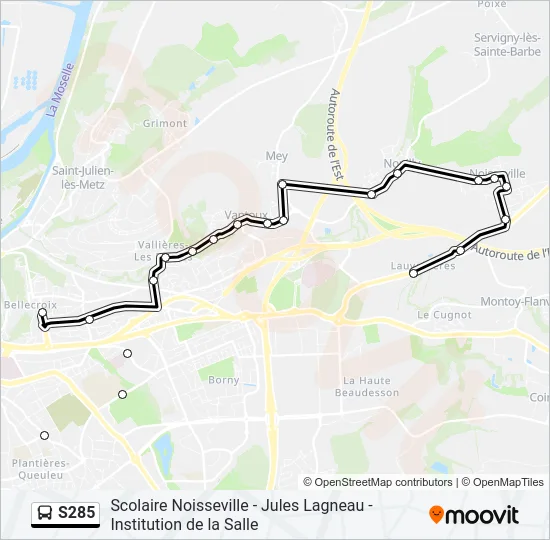 S285 Bus Line Map