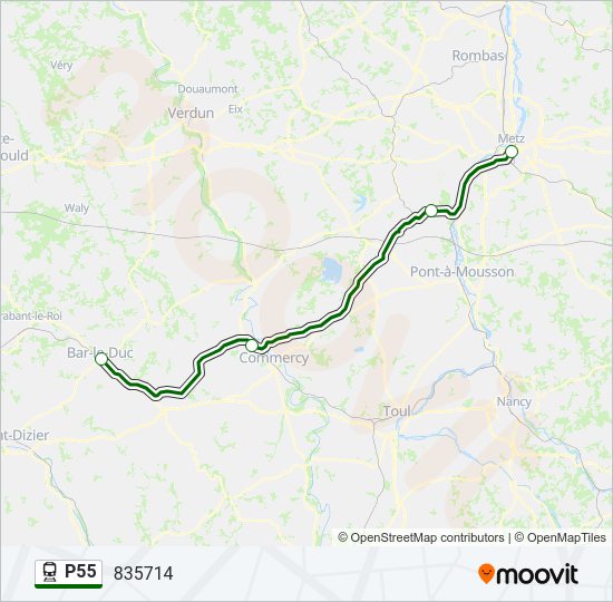 Plan de la ligne P55 de train