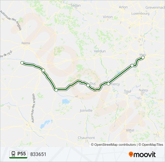 P55 train Line Map