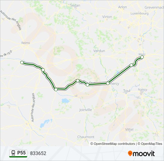 Mapa de P55 de tren