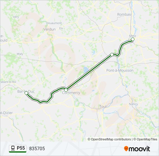 P55 train Line Map