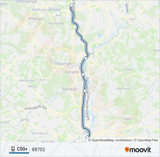 Mapa de C50+ de tren