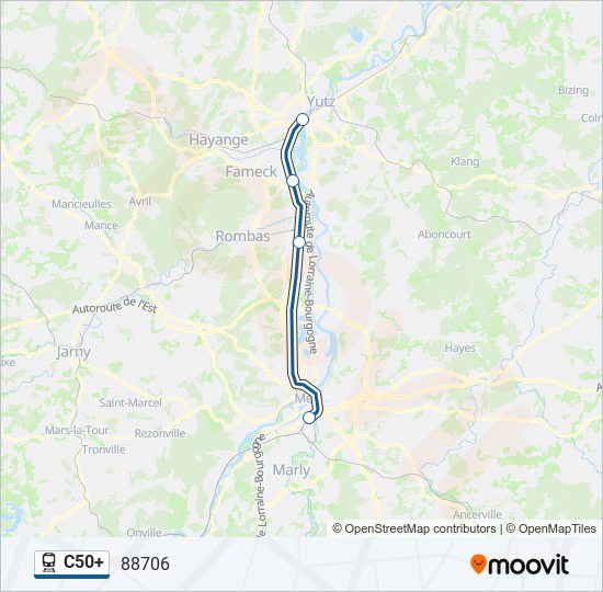 C50+ train Line Map