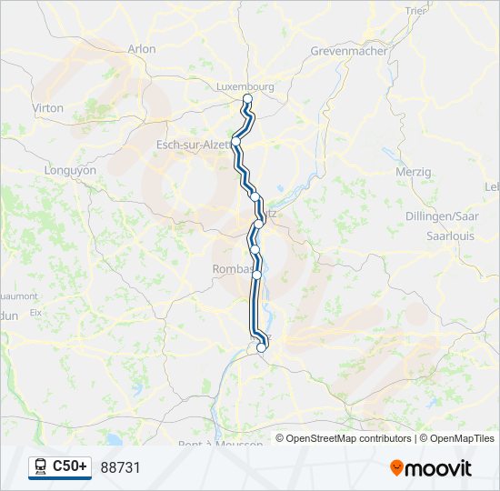 C50+ train Line Map