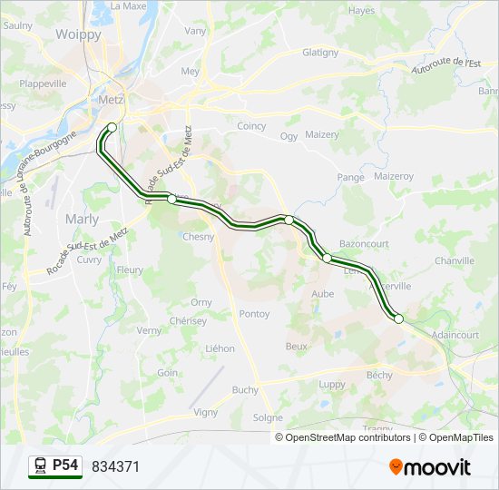 Mapa de P54 de tren