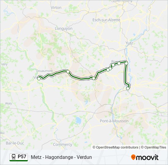 Plan de la ligne P57 de train